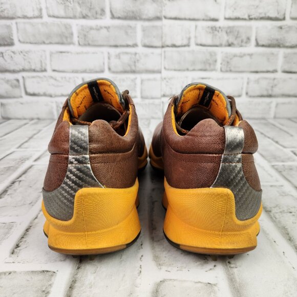 Ecco Biom Yak Hydro Max Men Size 11/11.5 EU 45 Leather Brown Golf Spikes Shoes - Picture 5 of 11
